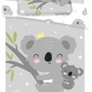 Pościel bawełniana 100x135 Miś Koala gwiazdki biała szara dziecięca do łóżeczka Sweet Dreams poszewka 40x60