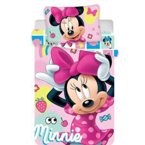 Pościel bawełniana 100x135 Myszka Mini Minnie Mouse różowa poszewka 40x60