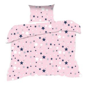 Pościel bawełniana 140x200 gwiazdki różowa Kids