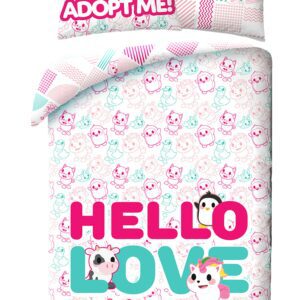 Pościel bawełniana 140x200 Adopt me różowa pieski poszewka 70x90 Kids Halantex