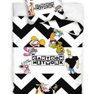 Pościel bawełniana 140x200 CARTOON NETWORK biała czarna poszewka 70x90 C24