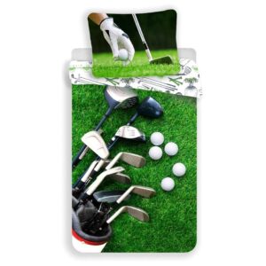 Pościel bawełniana 140x200 Golf pole golfowe zielona poszewka 70x90 dla fana miłośnika golfa