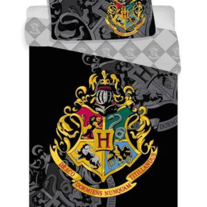 Pościel bawełniana 140x200 Harry Potter czarna szara poszewka 70x90