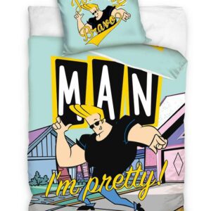Pościel bawełniana 140x200 Johnny Bravo miętowa kolorowa Cartoon Network