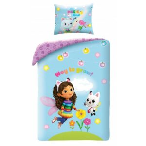 Pościel bawełniana 140x200 Koci domek Gabi niebieska poszewka 70x90 Halantex