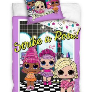 Pościel bawełniana 140x200 LOL SURPRISE laleczki fioletowa kolorowa
