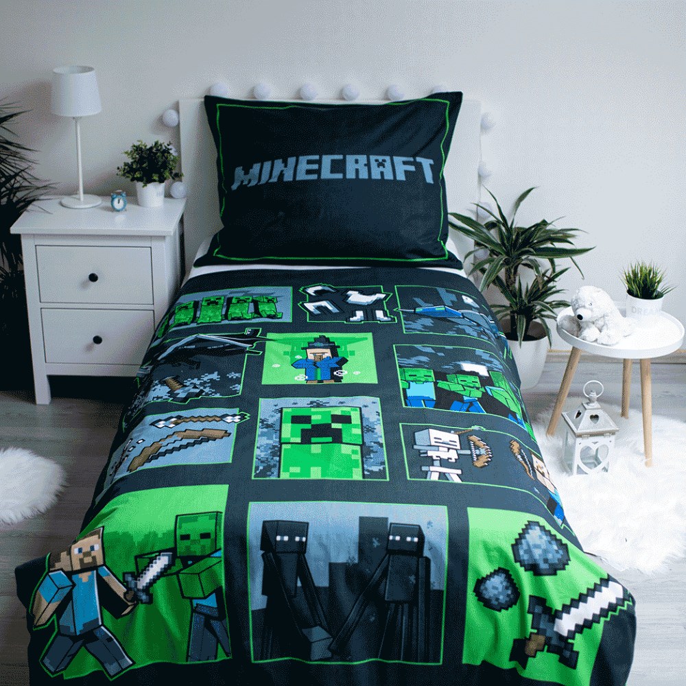 Pościel bawełniana 140x200 Minecraft Survival Mode poszewka 70x90 - obrazek 2