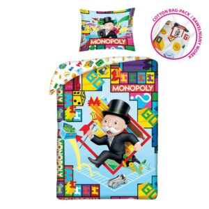 Pościel bawełniana 140x200 Monopoly + worek bawełniany poszewka 70x90 Halantex