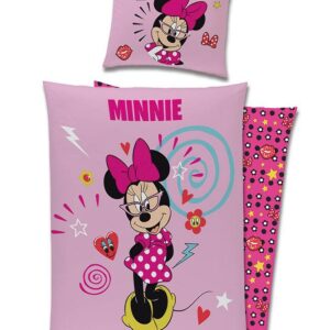 Pościel bawełniana 140x200 Myszka Mini różowa