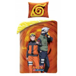 Pościel bawełniana 140x200 Naruto ruda żółta poszewka 70x90 Kids Halantex
