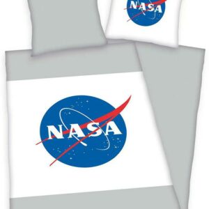 Pościel bawełniana 140x200 Nasa biała niebieska czerwona