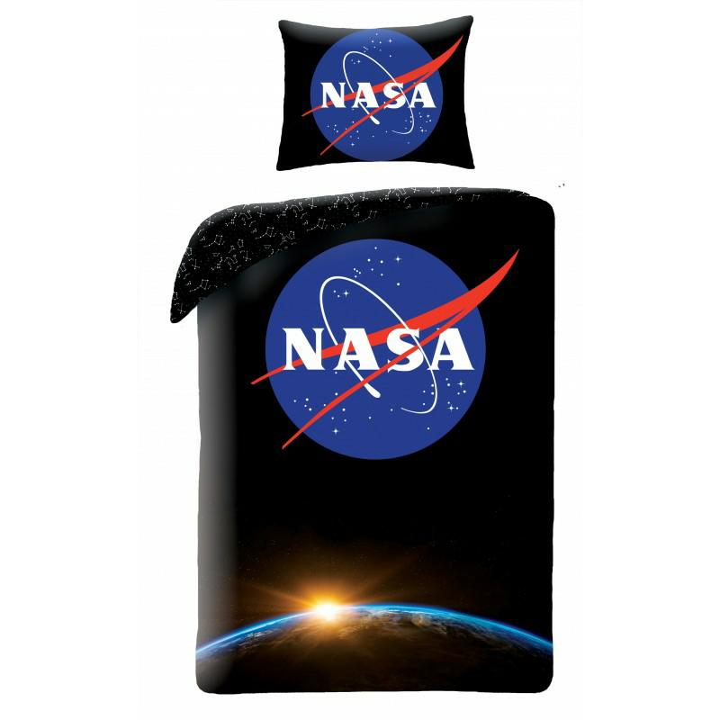 Pościel bawełniana 140x200 Nasa czarna poszewka 70x90 Kids Halantex