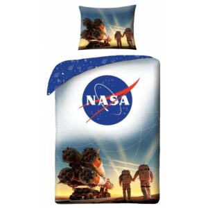 Pościel bawełniana 140x200 Nasa kosmos kosmonauci rakieta poszewka 70x90 astronauta planety gwiazdy statek kosmiczny młodzieżowa
