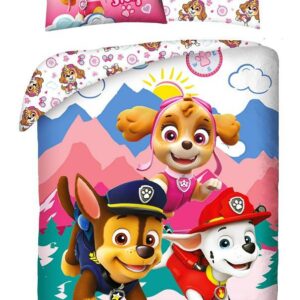 Pościel bawełniana 140x200 Paw Patrol różowa poszewka 70x90