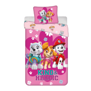 Pościel bawełniana 140x200 Psi Patrol Heroic różowa poszewka 50x70