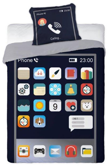 Pościel bawełniana 140x200 Telefon Smartfon młodzieżowa