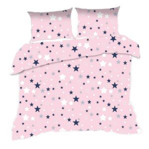 Pościel bawełniana 160x200 362K gwiazdki różowa Kids 24