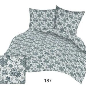Pościel bawełniana 160x200 biała szare kwiatki 187 bawełna Max