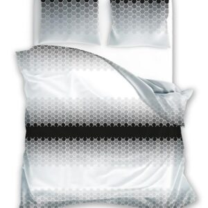 Pościel bawełniana 160x200 Glamour 018 szara czarna geometria Faro 01