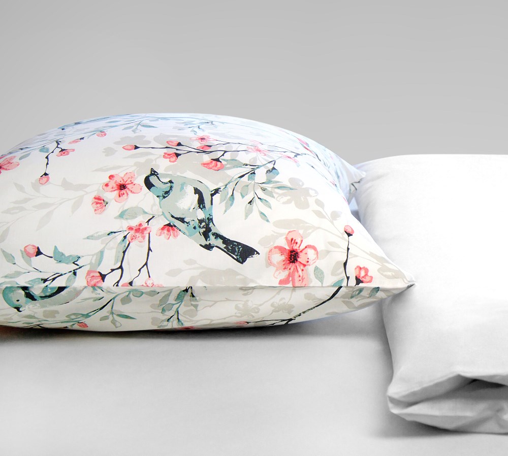 Pościel bawełniana 160x200 Happy biała kolorowa kwiatuszki ptaszki Bielbaw Premium - obrazek 6