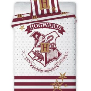 Pościel bawełniana 160x200 Harry Potter Herb biała bordowa młodzieżowa poszewka 70x80 Faro