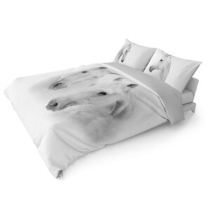 Pościel bawełniana 160x200 konie biała Holland Natura 100