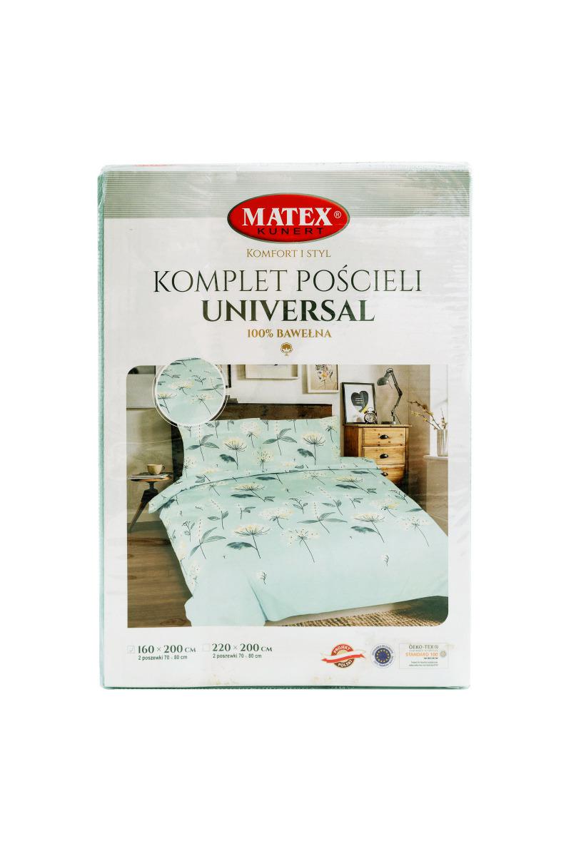 Pościel bawełniana 160x200 Kwiaty miętowa Universal Matex - obrazek 2