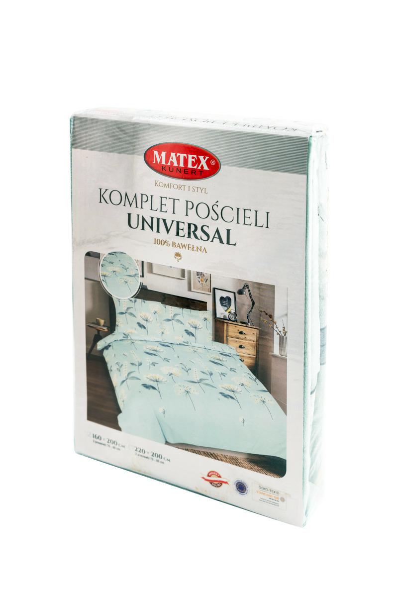 Pościel bawełniana 160x200 Kwiaty miętowa Universal Matex - obrazek 3