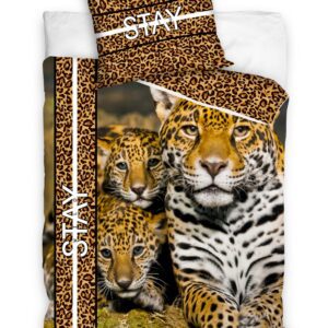 Pościel bawełniana 160x200 Lampart Africa poszewka 70x80