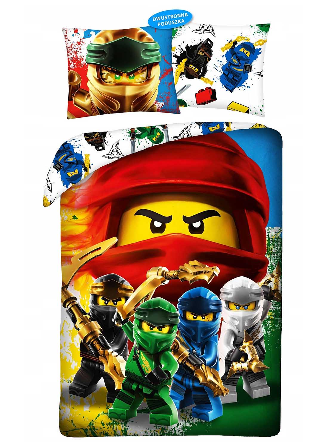 Pościel bawełniana 160x200 Lego Ninjago kolorowa poszewka 70x80 Kids Halantex