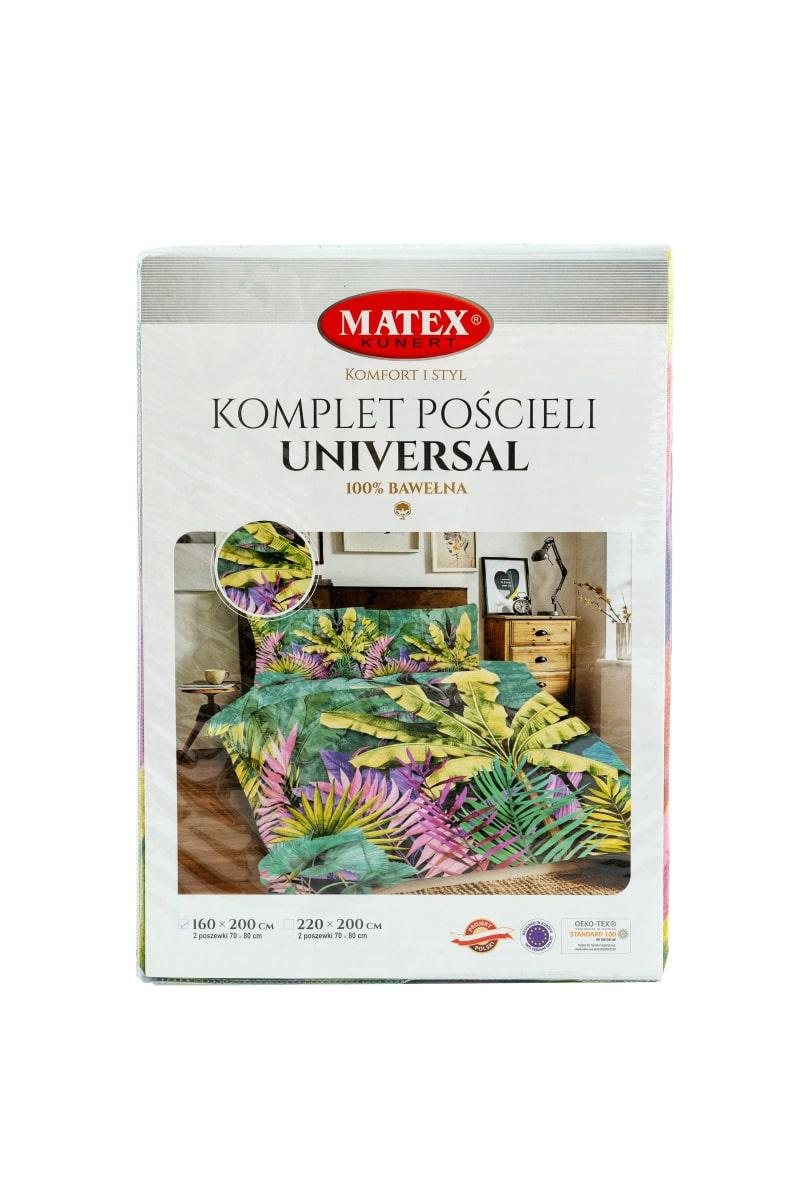 Pościel bawełniana 160x200 Liście zielona kolorowa Universal Matex - obrazek 2