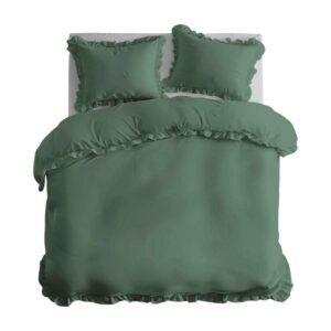 Pościel bawełniana 160x200 miętowa jednobarwna z falbanką Pure 23