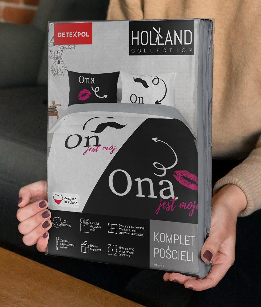Pościel bawełniana 160x200 on jest mój ona jest moja biała czarna 4405 A Holland 35 - obrazek 11