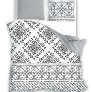 Pościel bawełniana 160x200 Ornamenty biała czarna szara Fashion 23 Faro