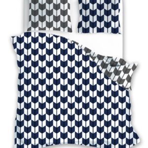 Pościel bawełniana 160x200 Pure 07 geometria granatowa szara Faro