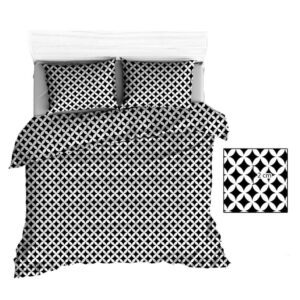 Pościel bawełniana 160x200 R145 czarna maroko białe