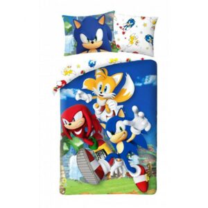 Pościel bawełniana 160x200 Sonic niebieska kolorowa dwustronna Halantex