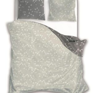 Pościel bawełniana 160x200 szara grafitowa gałązki kwiatki 007 Fashion 23 Faro