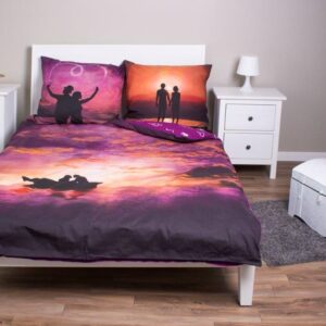 Pościel bawełniana 160x200 Zakochana para na łodzi na tle zachodzącego słońca Amore Walentynki Faro