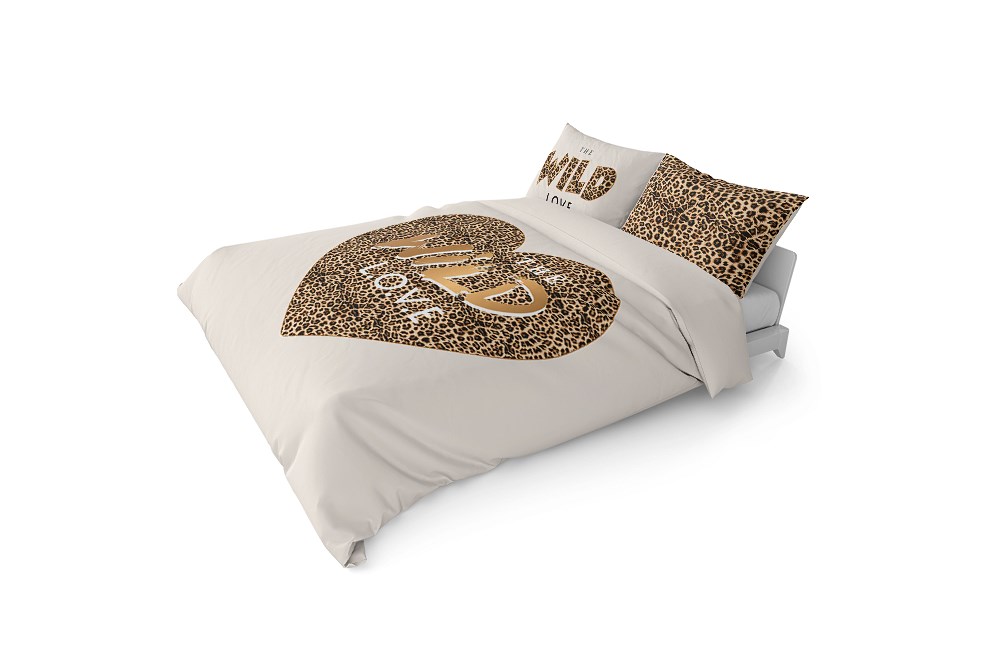 Pościel bawełniana 160x200 Wild love pantera beżowa 4097 A 2 poszewki 70x80 Holland 129 - obrazek 2