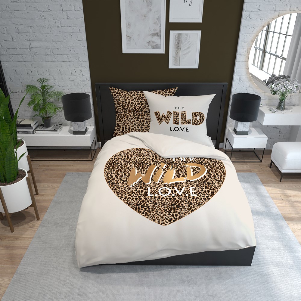 Pościel bawełniana 160x200 Wild love pantera beżowa 4097 A 2 poszewki 70x80 Holland 129 - obrazek 4
