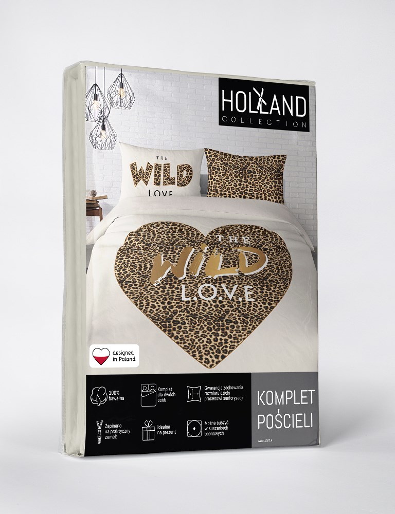 Pościel bawełniana 160x200 Wild love pantera beżowa 4097 A 2 poszewki 70x80 Holland 129 - obrazek 5