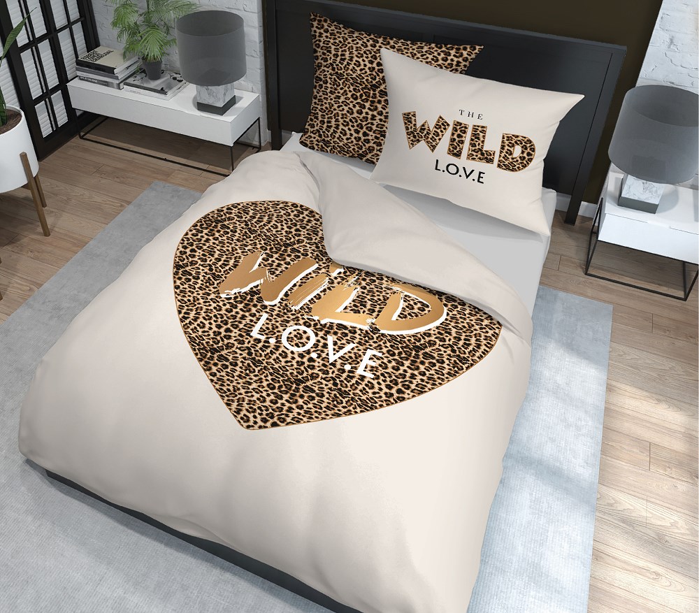 Pościel bawełniana 160x200 Wild love pantera beżowa 4097 A 2 poszewki 70x80 Holland 129 - obrazek 9