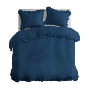Pościel bawełniana 220x200 denim jednobarwna z falbanką Pure 23
