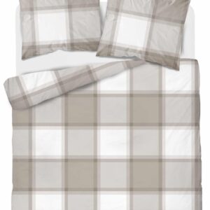 Pościel bawełniana 220x200 jasno brązowa krata 4573 B Bawełna 16