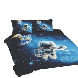 Pościel bawełniana 220x200 Kosmos czarna niebieska Universal Matex
