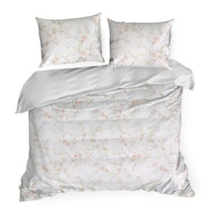 Pościel bawełniana 220x200 Sonia 37 biała kolorowa liście