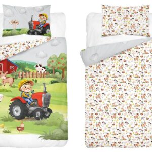 Pościel bawełniana 90x120 Farma zielona traktor czerwony Mayamoo 70