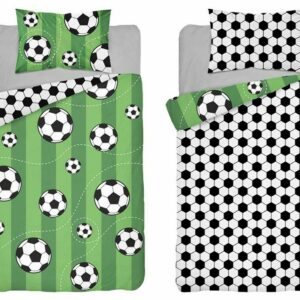 Pościel bawełniana 90x120 Piłka Nożna zielona biała czarna dziecięca do łóżeczka jedna poszewka 40x60 Mayamoo 26