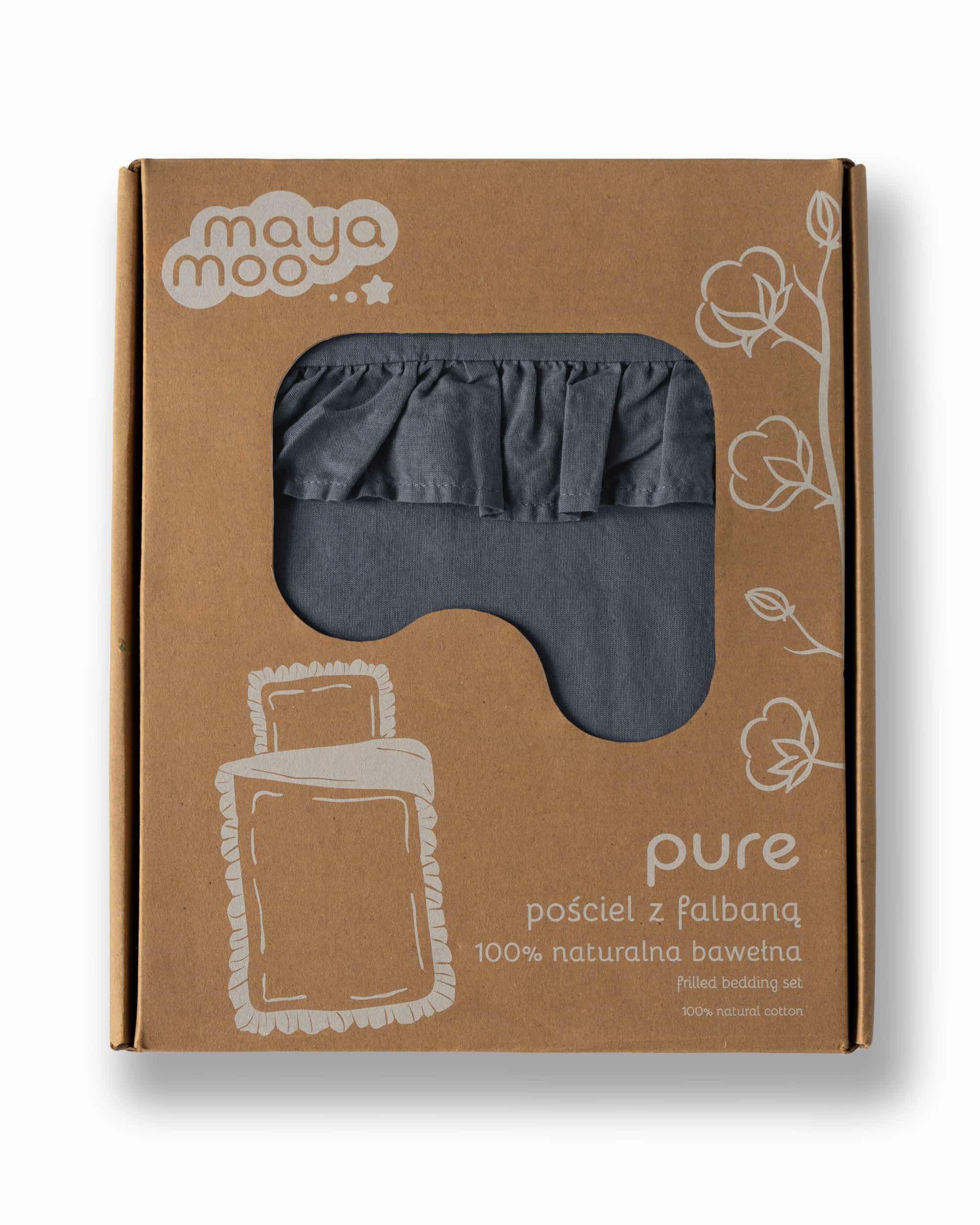 Pościel bawełniana 90x120 grafitowa dziecięca jednobarwna z falbanką Mayamoo 35 - obrazek 4